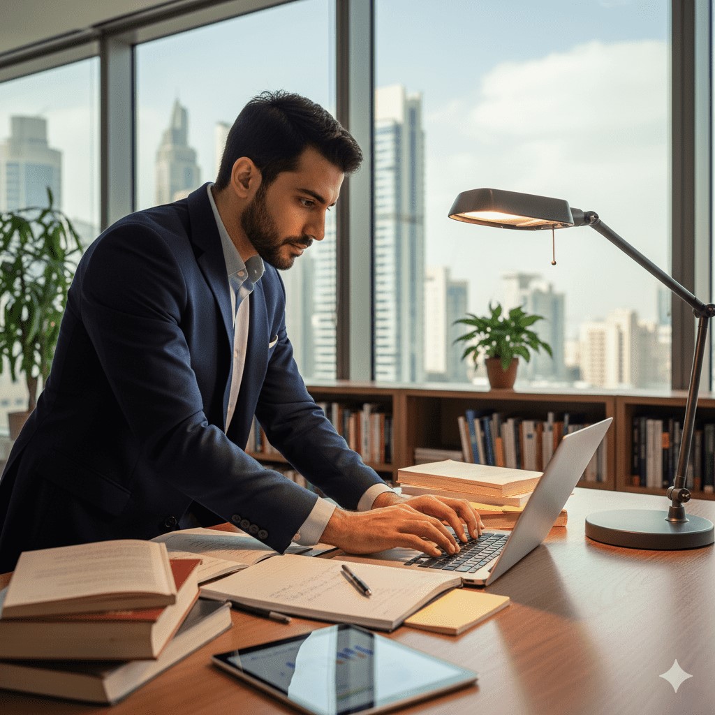  باحث خليجي يعمل على ورقة بحثية ضمن برنامج جيت أكاديمي للنشر الدولي. 